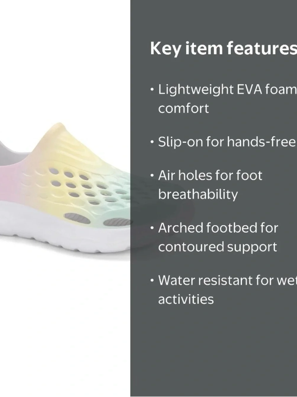 Rugged Shark Kids' Water-Friendly Slip-On Clogs - Pastel Green & Pink size 2